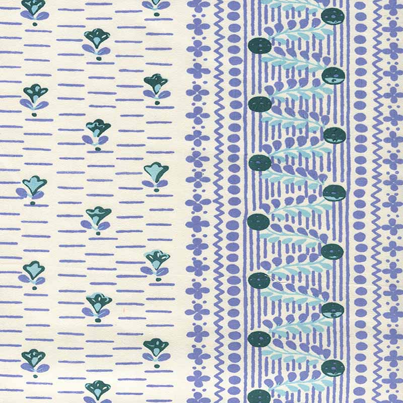 Quadrille Links Ii Multi Green Lavender Periwinkle Fabric Sample 306294CT