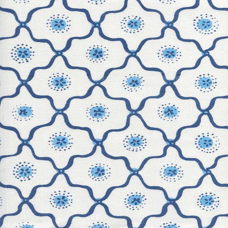 Quadrille Longfellow Navy French Blue Fabric 306320F-04