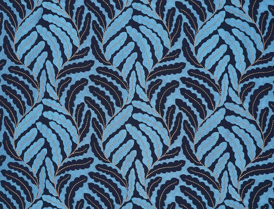 Jim Thompson Folia Embroidery Turquoise Fabric Sample JT013875005