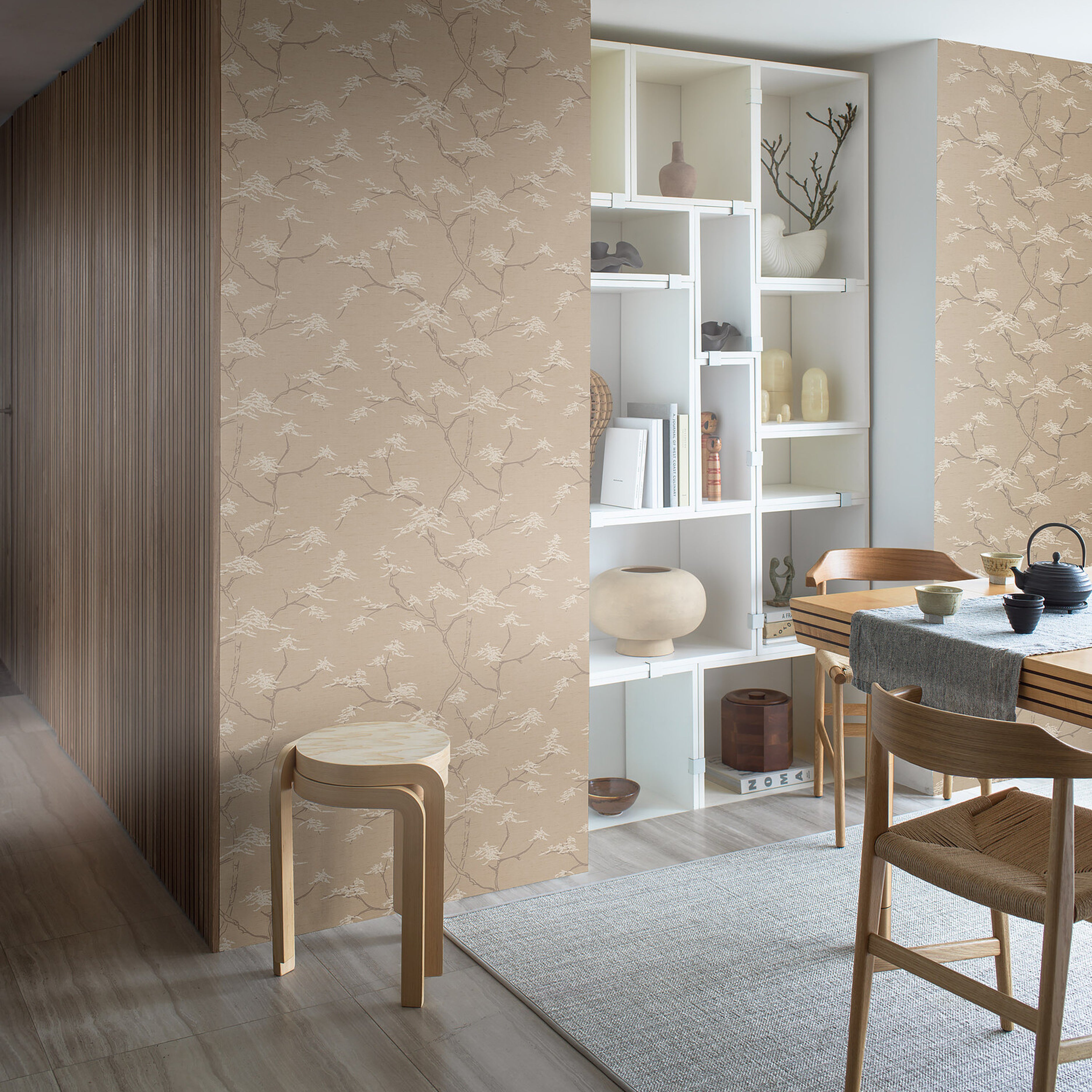 Schumacher Temple Tree Stone Wallpaper Sample 3104