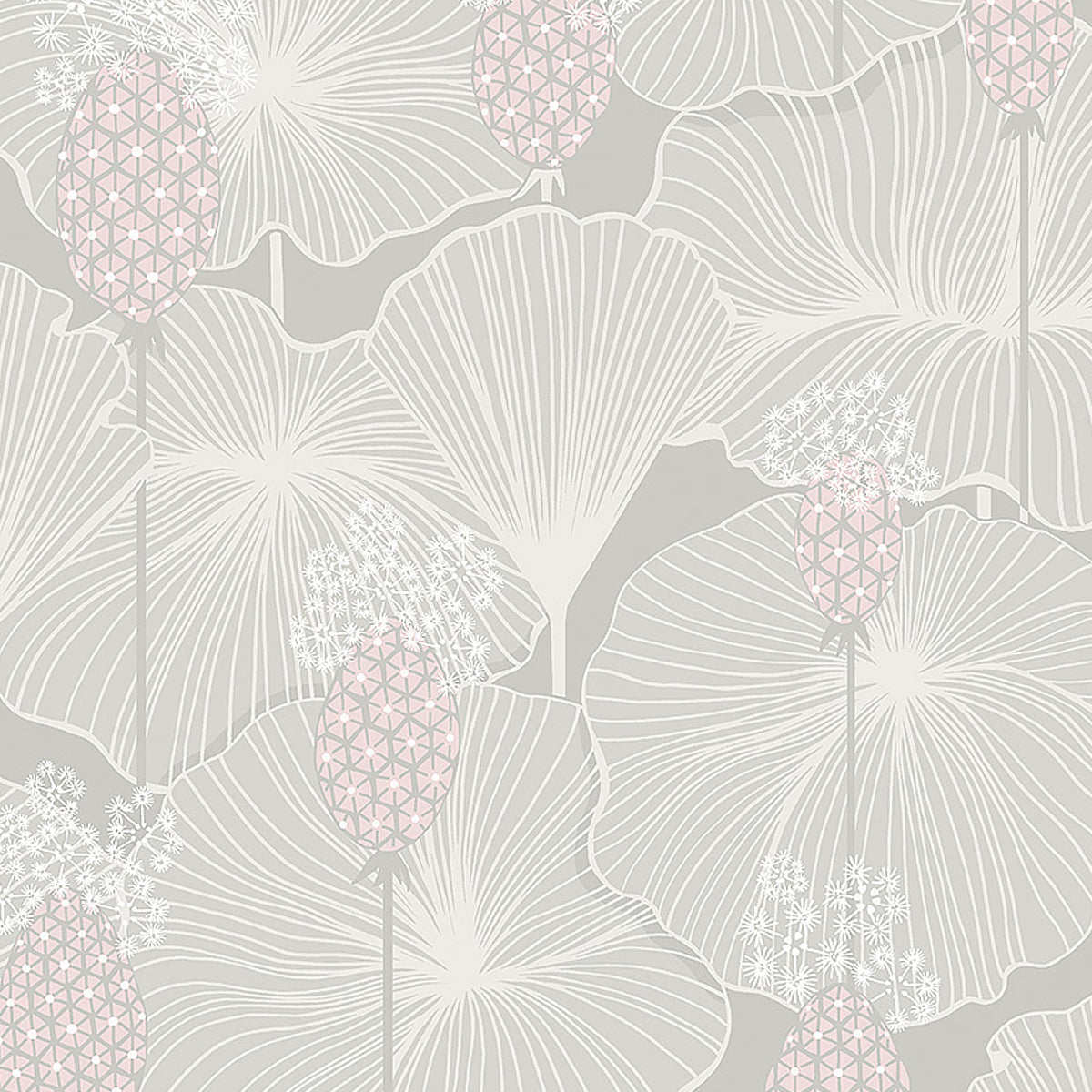 Schumacher Umbrella Leaves Grey Wallpaper Sample 3120