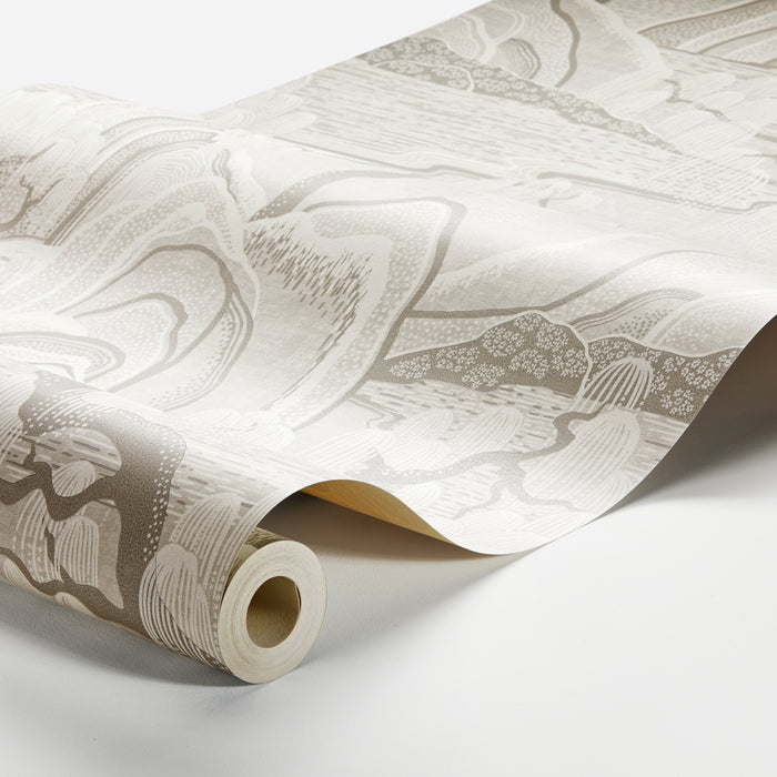 Schumacher Indigo Garden Grey Wallpaper Sample 3134