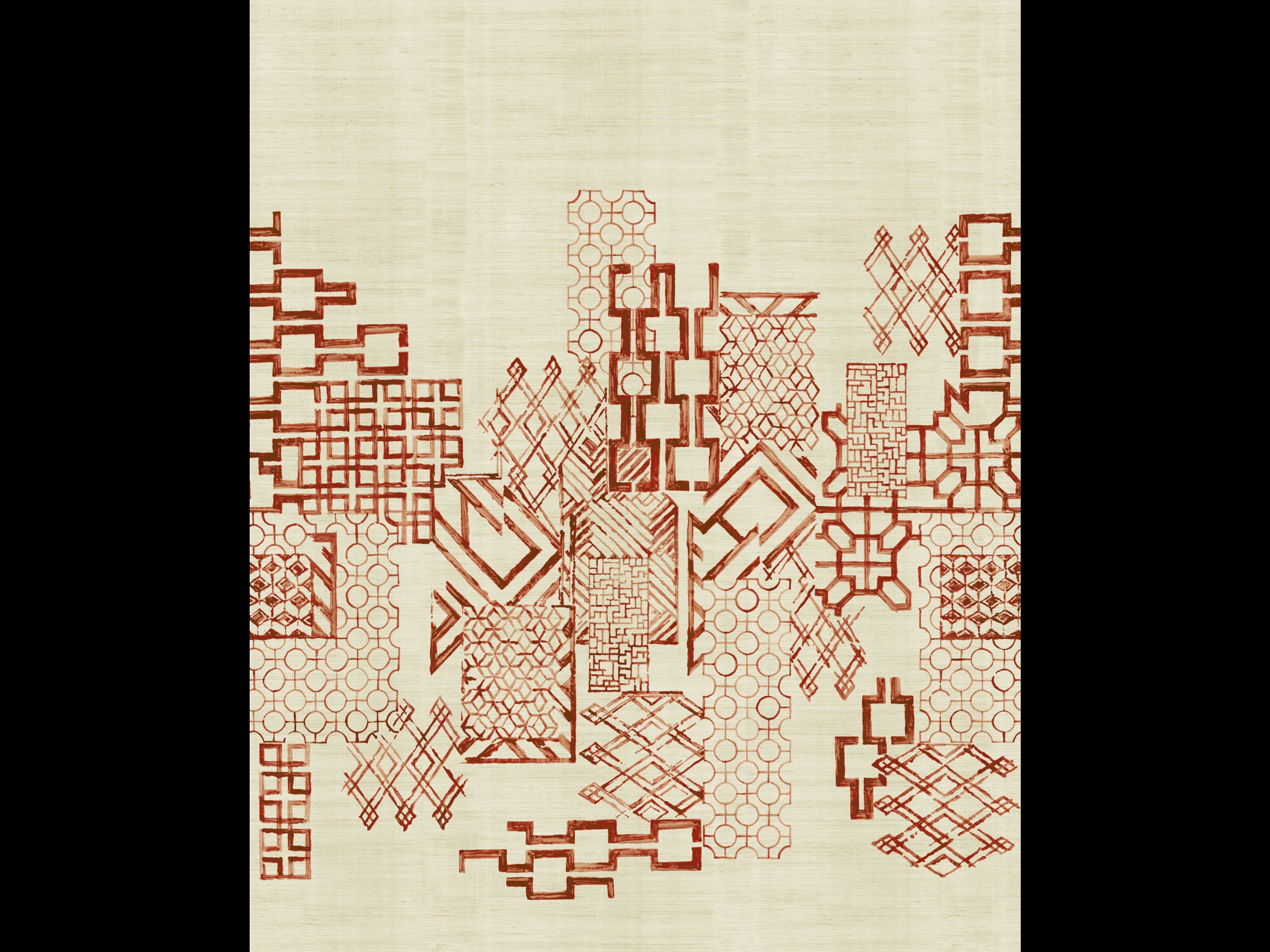 No.9 Thompson Portcullis Metallic Grasscloth 3 Drops Rust Wallpaper N9021044001