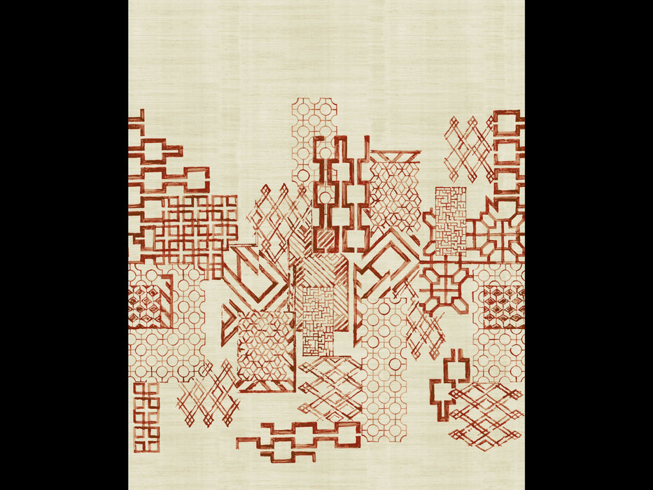 No.9 Thompson Portcullis Metallic Grasscloth 3 Drops Rust Wallpaper N9021044001