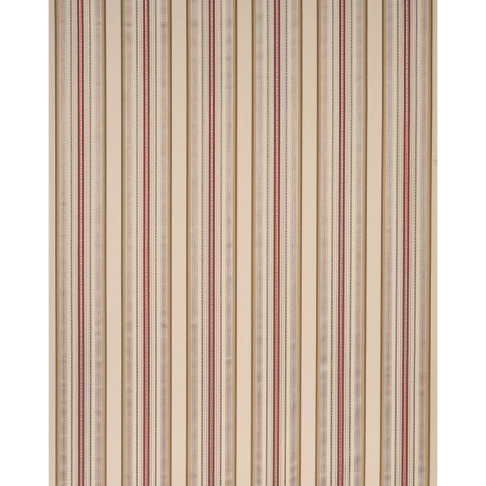 Schumacher Wellington Stripe Multi On Pecan Fabric Sample 3322011