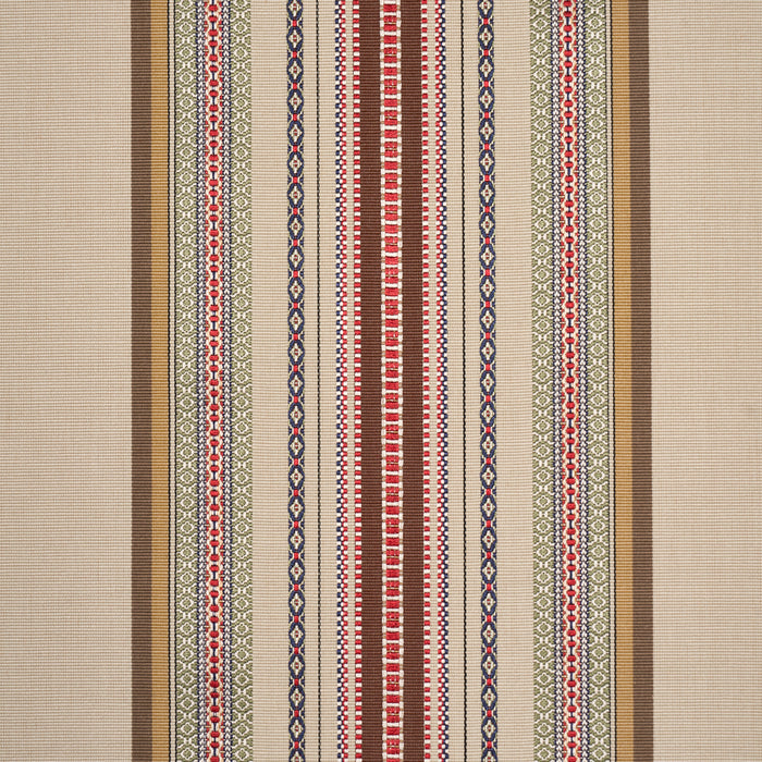 Schumacher Wellington Stripe Multi On Pecan Fabric 3322011