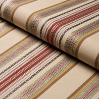 Schumacher Wellington Stripe Multi On Pecan Fabric 3322011