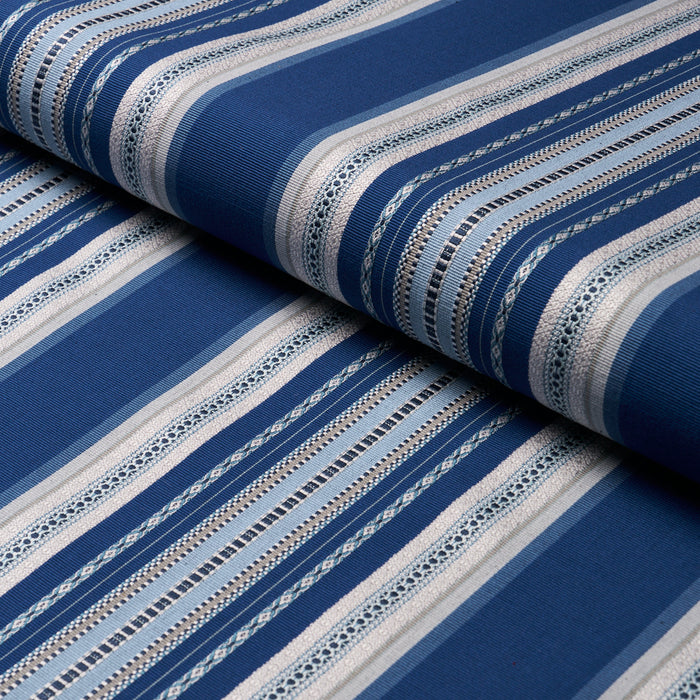 Schumacher Wellington Stripe Blue Fabric 3322024
