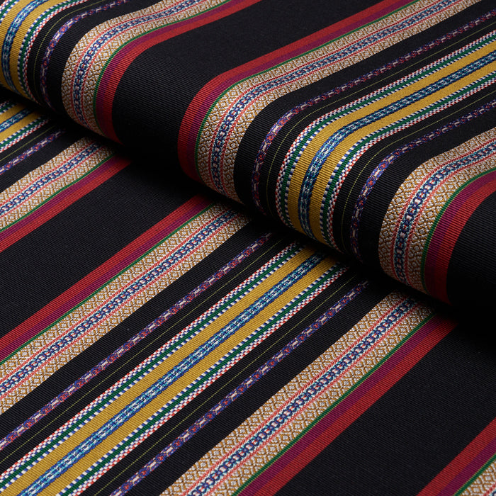 Schumacher Wellington Stripe Black Fabric 3322025