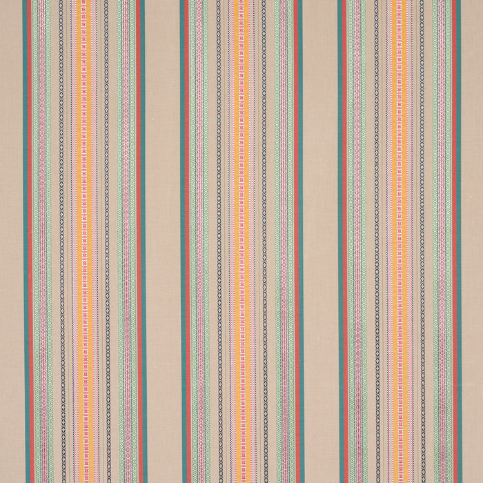 Schumacher Wellington Stripe Natural On Multi Fabric 3322026