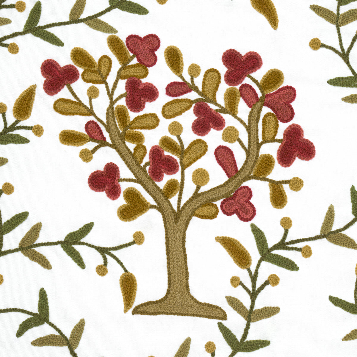 Schumacher Highgrove Tree Crewel Mulberry Fabric 3415000
