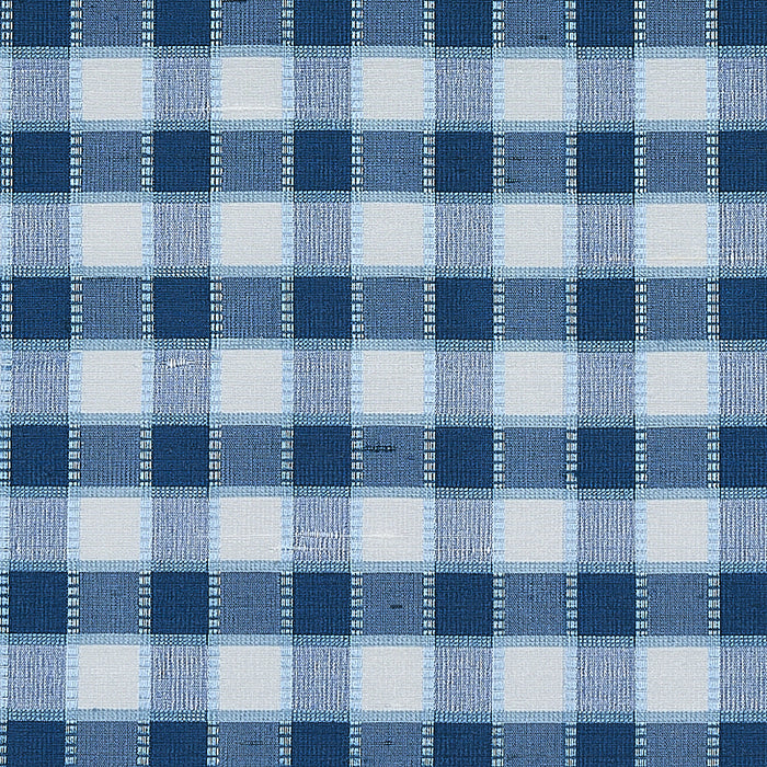 Schumacher Ingrid Silk Check Blue Fabric 3453004