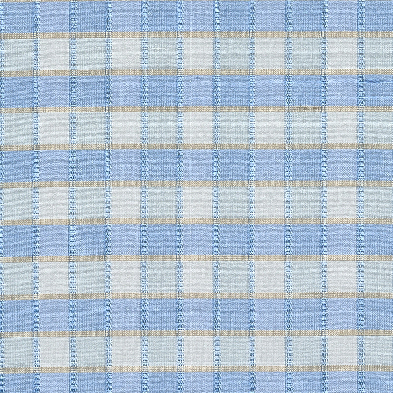 Schumacher Ingrid Silk Check Sky Fabric 3453005