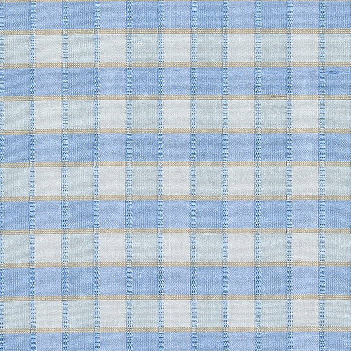 Schumacher Ingrid Silk Check Sky Fabric 3453005