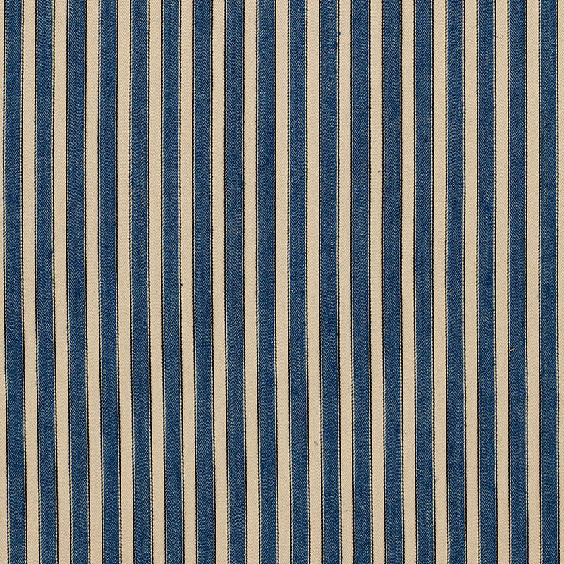 Schumacher Antique Ticking Stripe Denim Fabric Sample 3475004