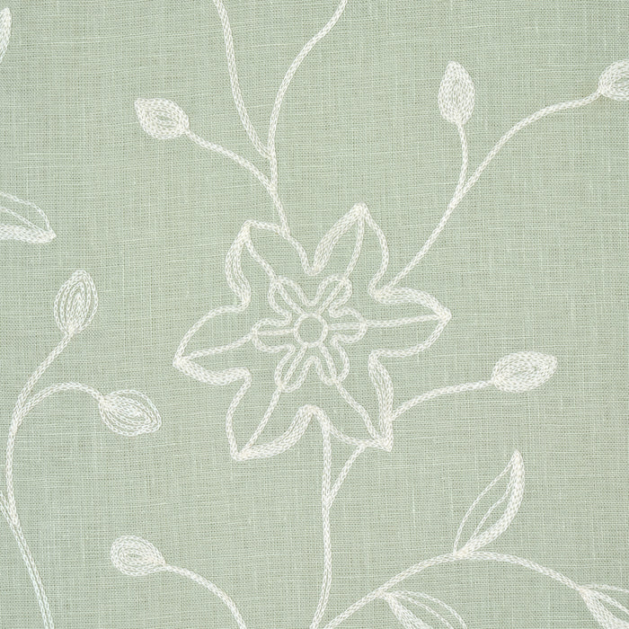 Schumacher Georgia Linen Embroidery Aqua Fabric 3491000