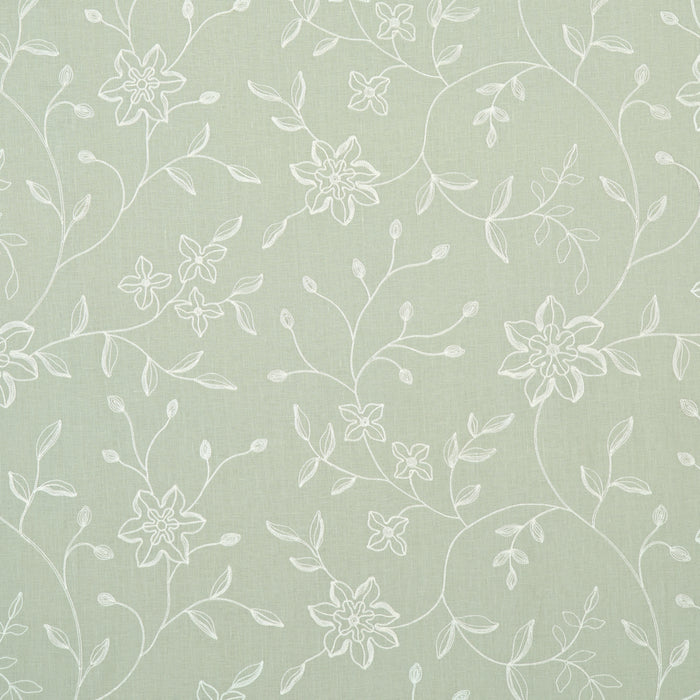 Schumacher Georgia Linen Embroidery Aqua Fabric Sample 3491000