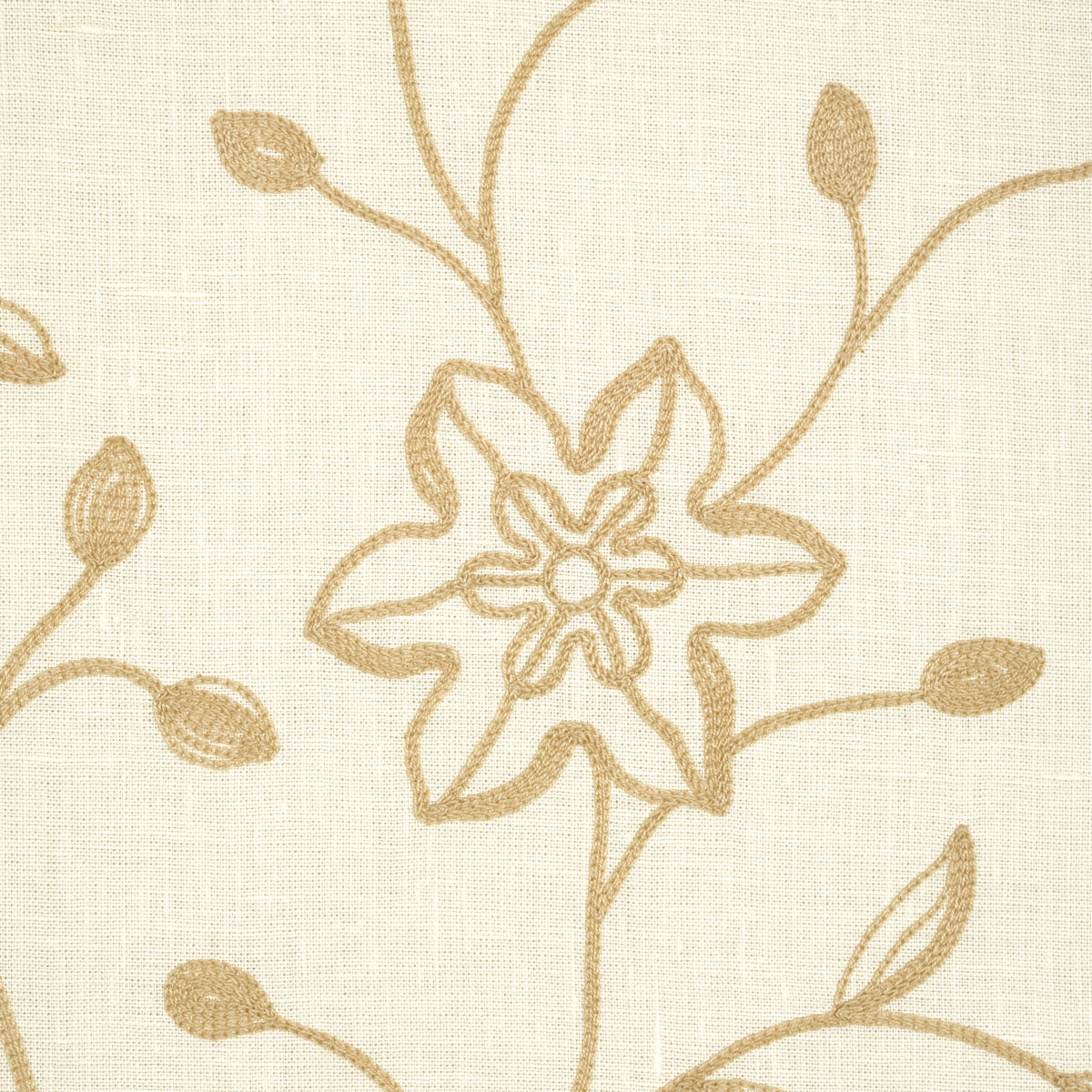 Schumacher Georgia Linen Embroidery Sand Fabric 3491001