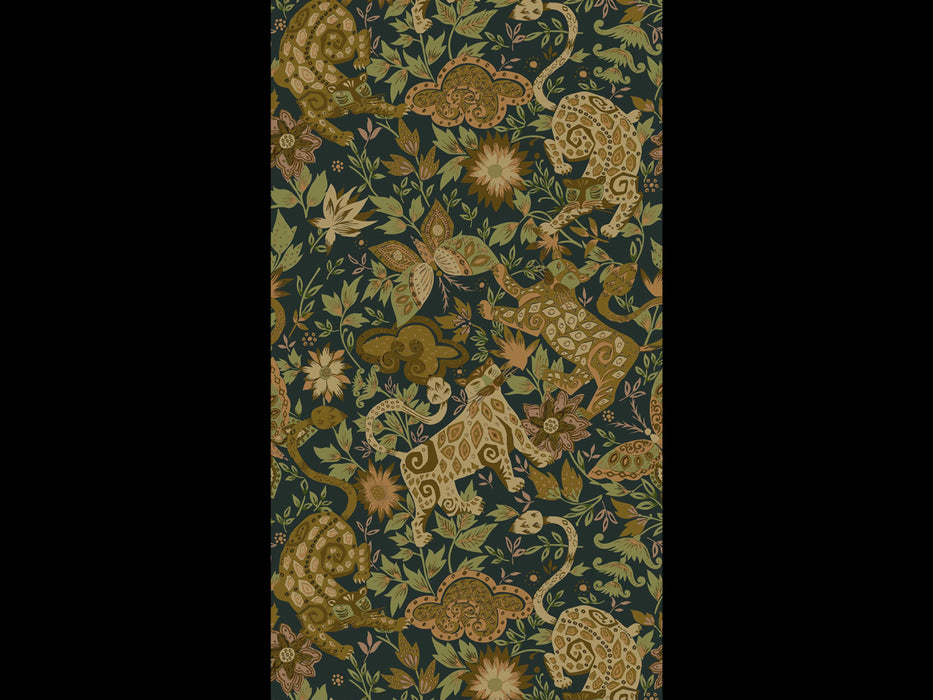 Jim Thompson Tiger'S Dream Night Evergreen Wallpaper Sample JT021087003