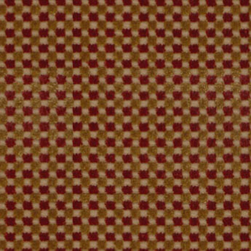 Schumacher Fenwick Check Velvet Red/Gold Fabric 43551