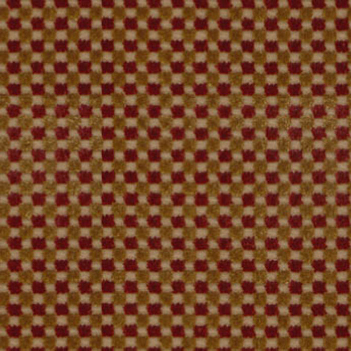 Schumacher Fenwick Check Velvet Red/Gold Fabric Sample 43551