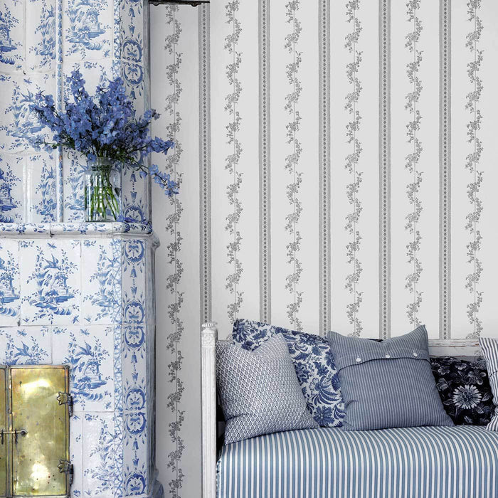 Schumacher Drottningholm Grey Wallpaper Sample 4508
