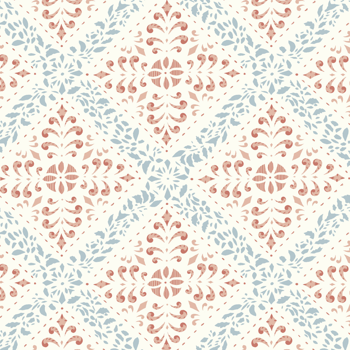 Schumacher Nyborg Blue And Red Wallpaper Sample 4514