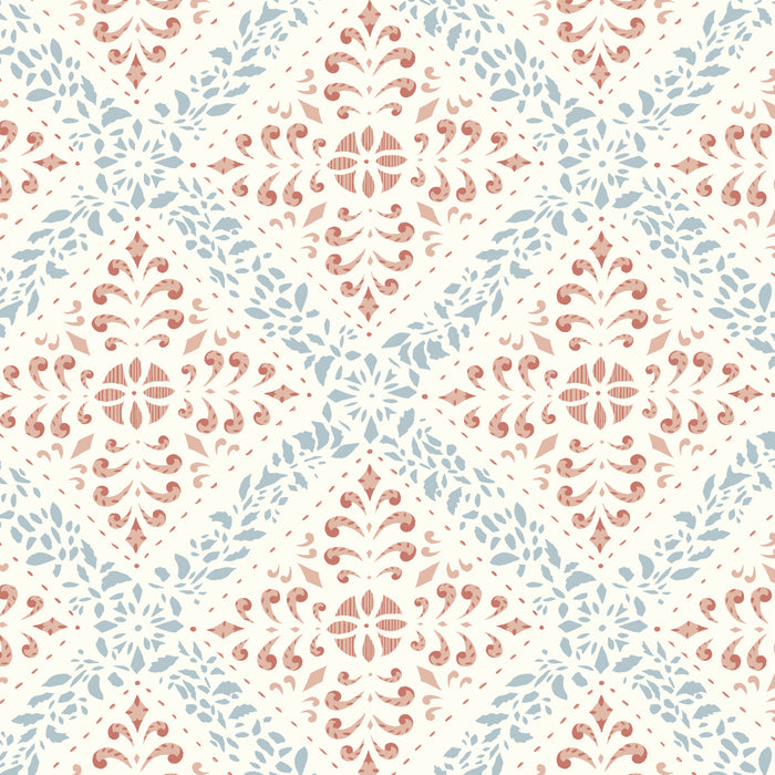 Schumacher Nyborg Blue And Red Wallpaper Sample 4514