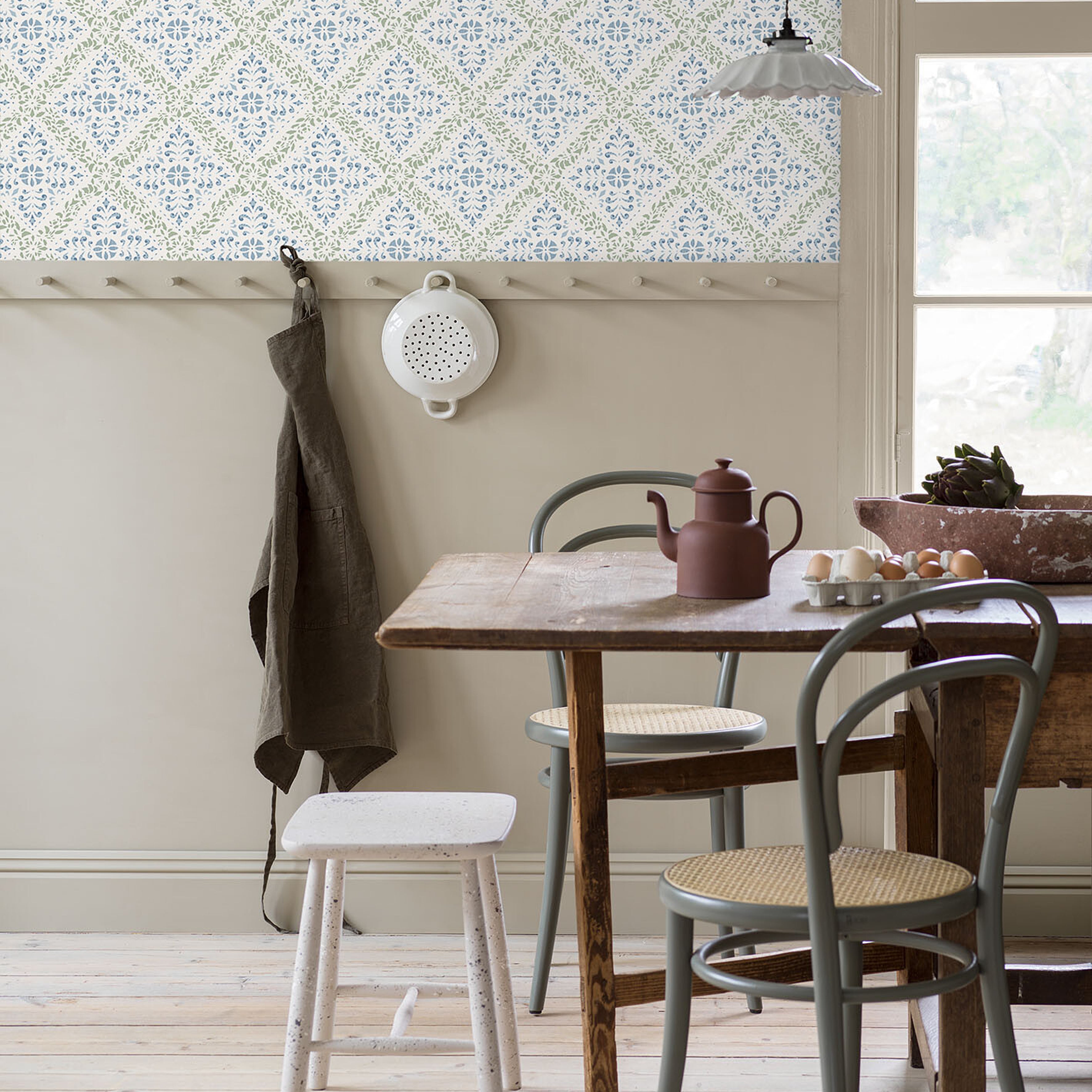 Schumacher Nyborg Blue And Green Wallpaper Sample 4516