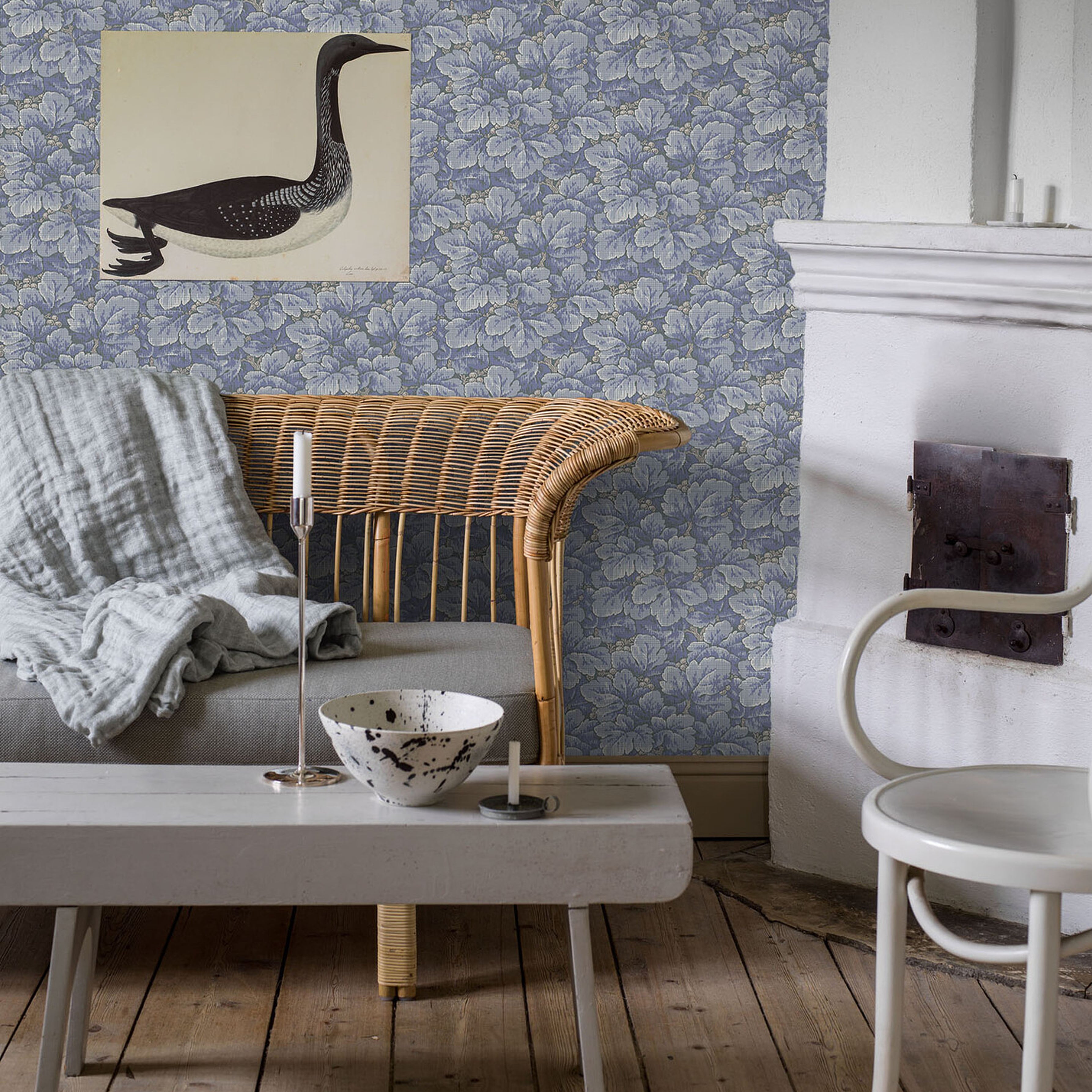 Schumacher Waldemar Blue Wallpaper Sample 4545