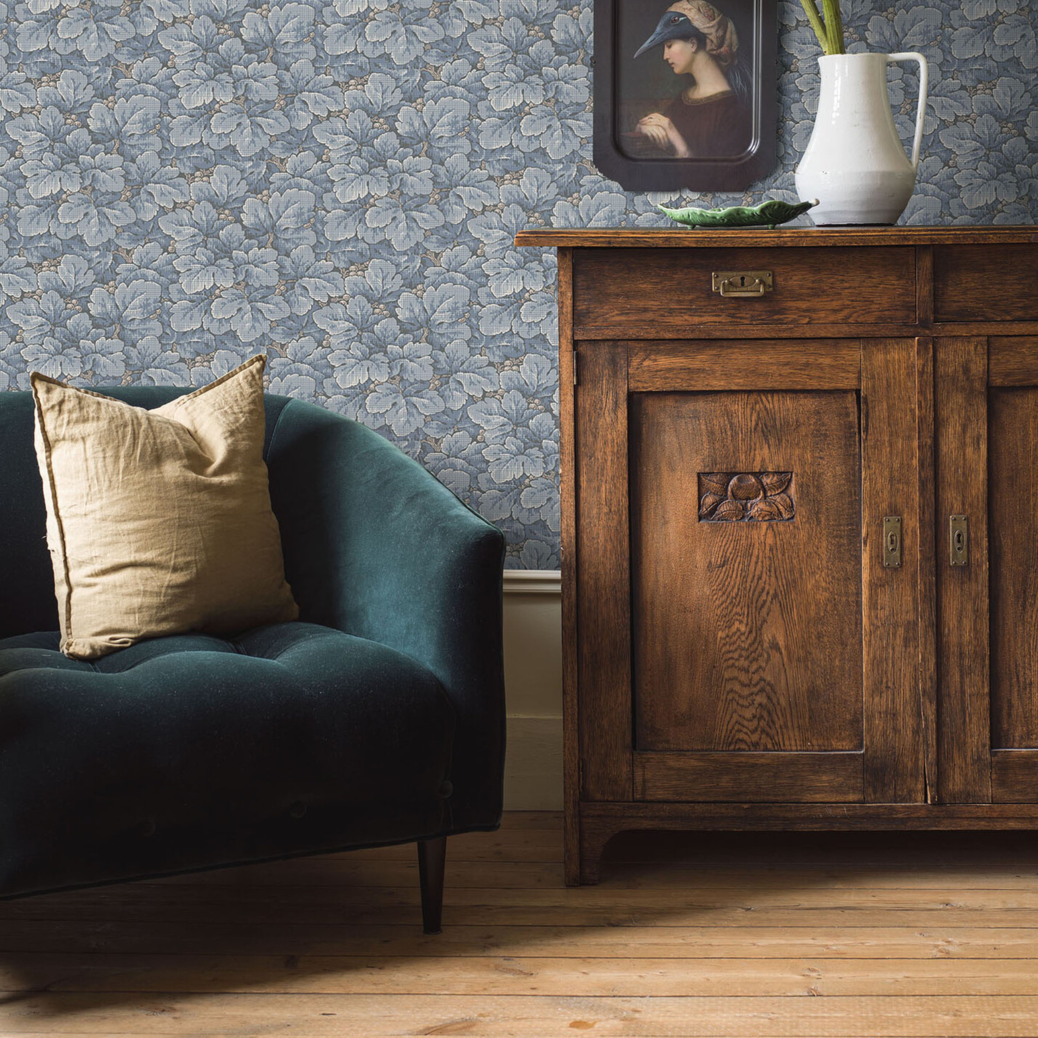 Schumacher Waldemar Blue Wallpaper Sample 4545
