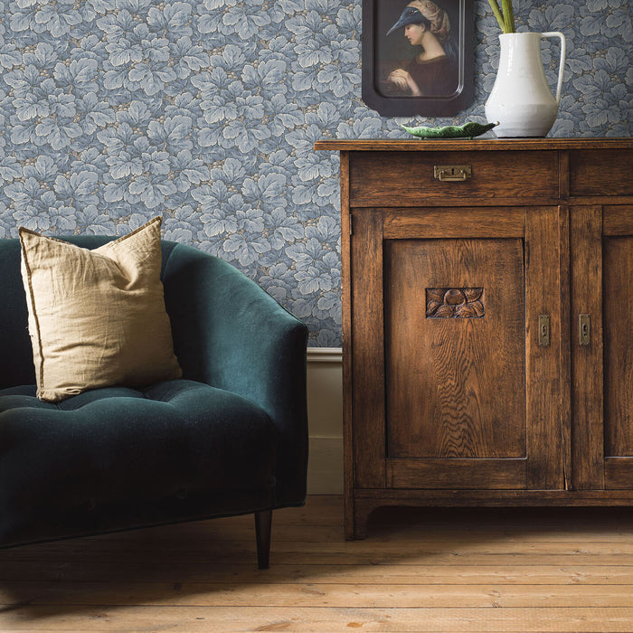 Schumacher Waldemar Blue Wallpaper Sample 4545