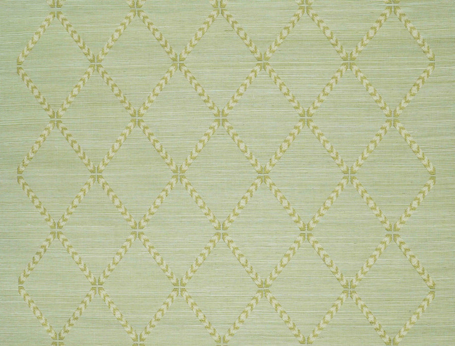 Jim Thompson Ikat Trellis  Green Tea Wallpaper Sample JT021073002