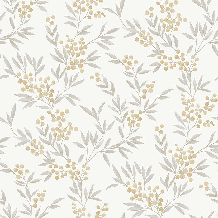 Schumacher Forest Berries Ochre And Ivory Wallpaper Sample 4713
