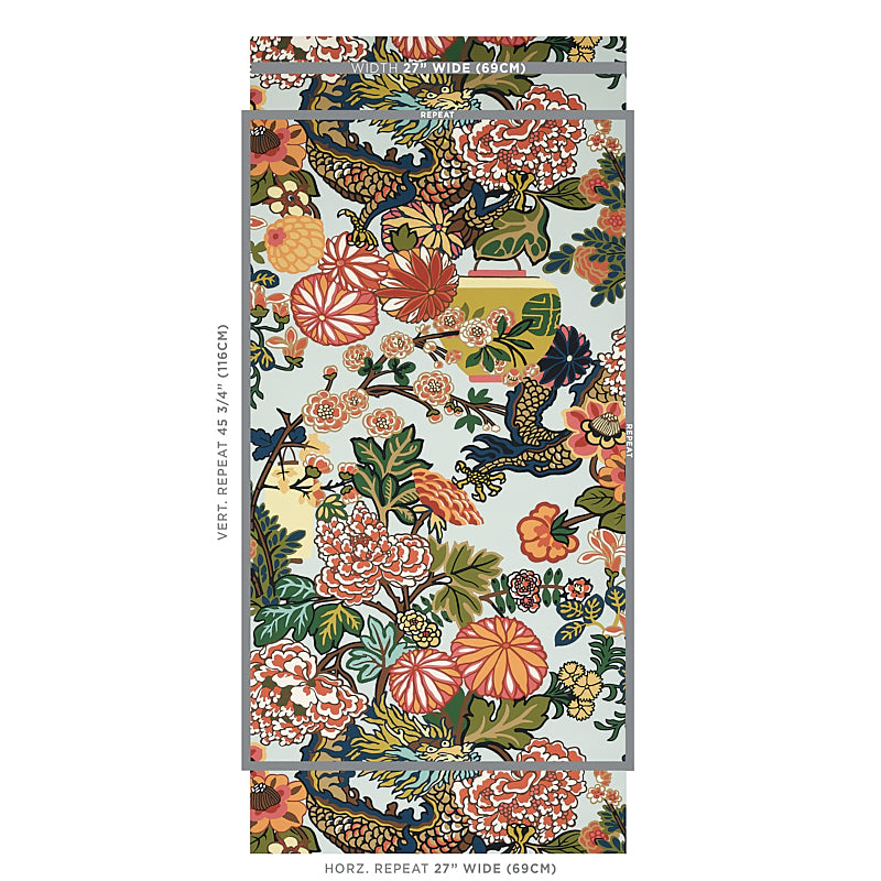Schumacher Chiang Mai Dragon Aquamarine Wallpaper Sample 5001060