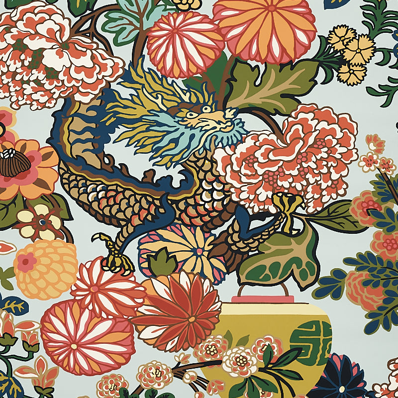 Schumacher Chiang Mai Dragon Aquamarine 5001060 Wallpaper | 40