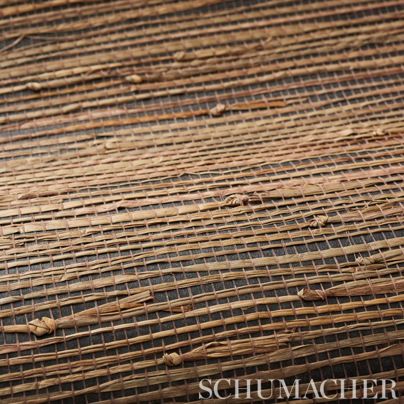 Schumacher Bamba Rushcloth Ash Wallpaper Sample 5002842
