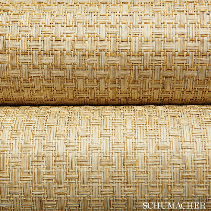 Schumacher Goza Weave Beige Wallpaper Sample 5002991