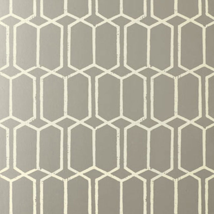 Schumacher Modern Trellis Silver Wallpaper Sample 5003282