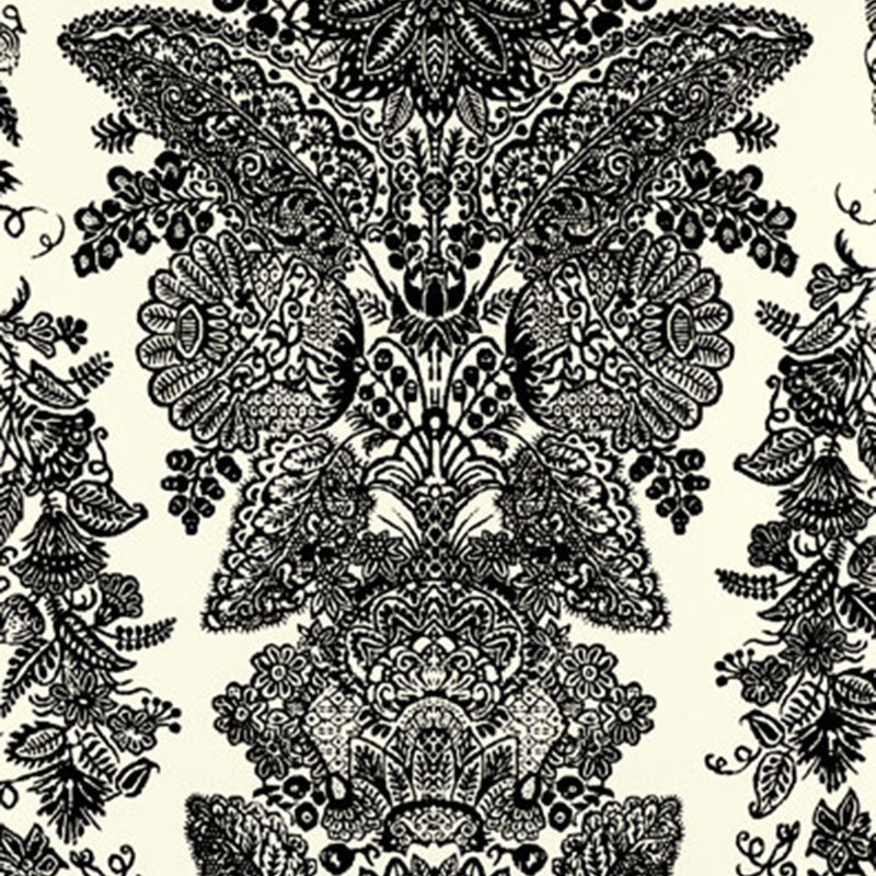 Schumacher Lace Black & Ivory Wallpaper Sample 5003320