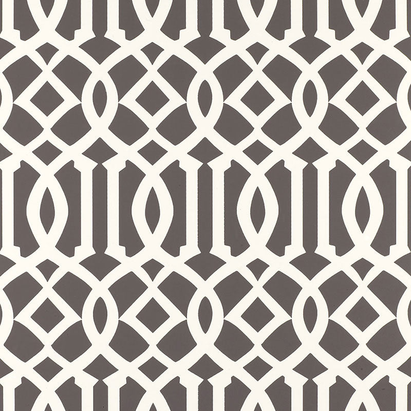 Schumacher Imperial Trellis Charcoal Wallpaper Sample 5003361