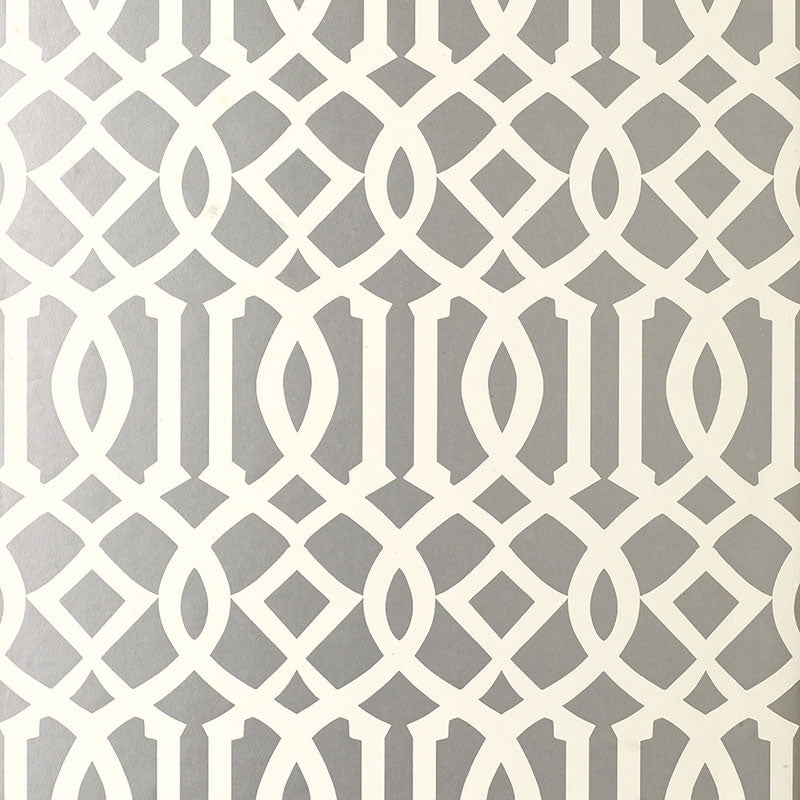 Schumacher Imperial Trellis Silver Wallpaper Sample 5003362