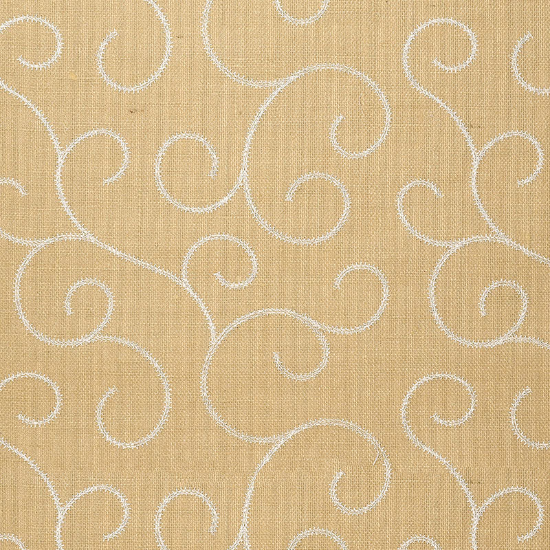 Schumacher Adhafera Scroll Straw Wallpaper Sample 5003541