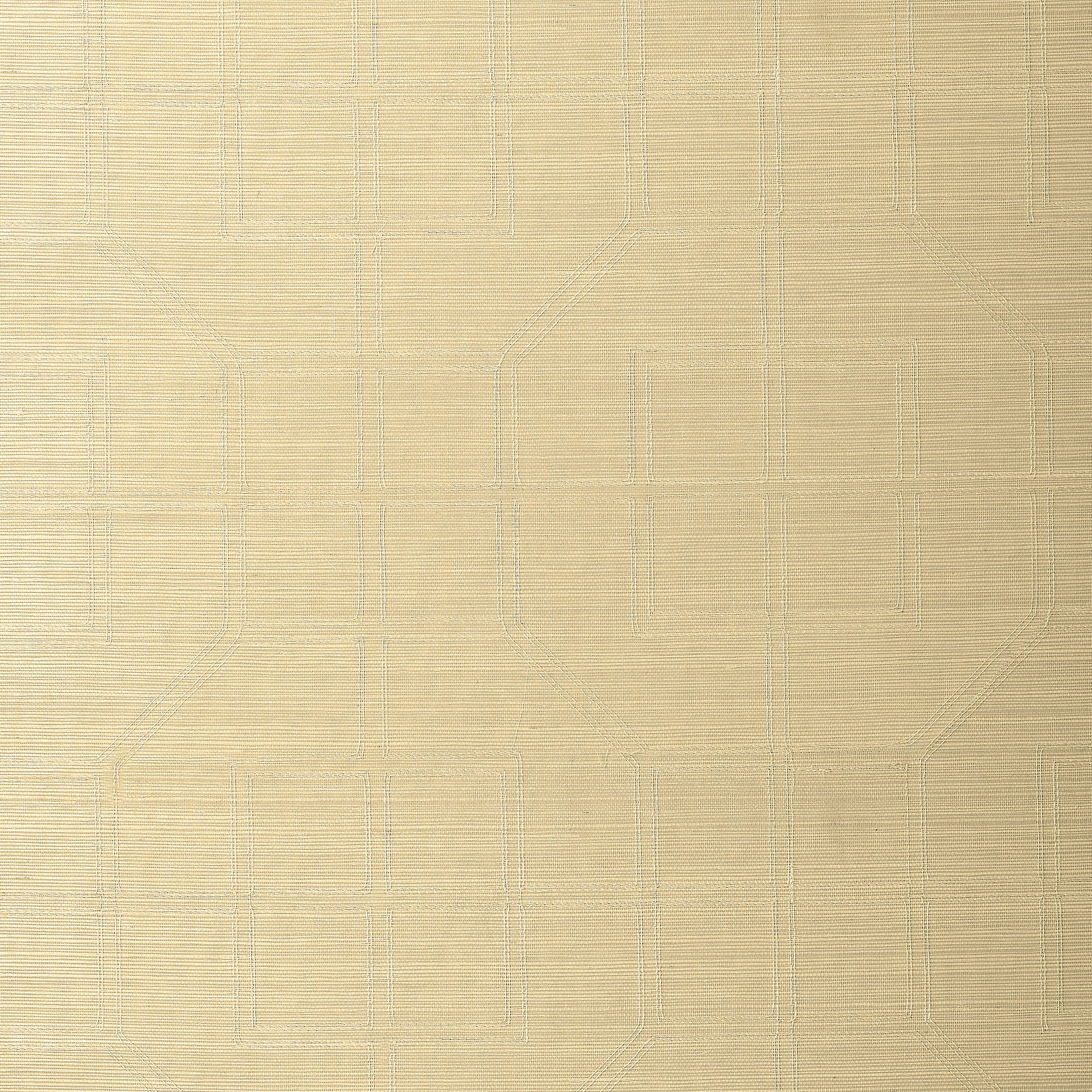 Schumacher Linyi Embroidered Fret Sisal Cream Wallpaper Sample 5003550