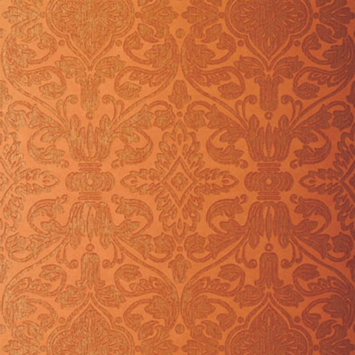 Schumacher Varenna Damask Terracotta Wallpaper Sample 5003603