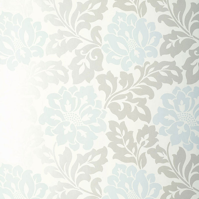 Schumacher Saraceno Damask Aquamarine Wallpaper Sample 5003631
