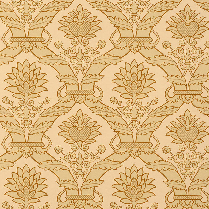 Schumacher Siena Damask Natural Wallpaper Sample 5003650