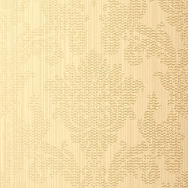 Schumacher Valette Strie Damask Champagne Wallpaper Sample 5003660