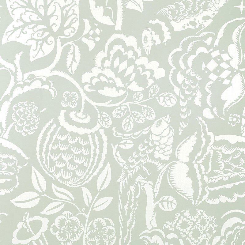 Schumacher Uccello Aqua Wallpaper Sample 5003713