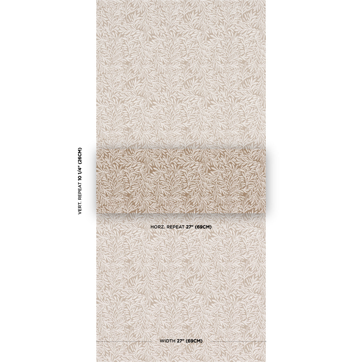 Schumacher Willow Leaf Mocha Wallpaper Sample 5004138